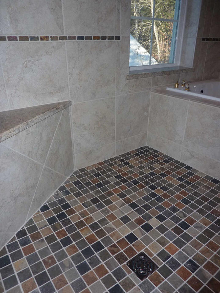 Completed tile master bath area