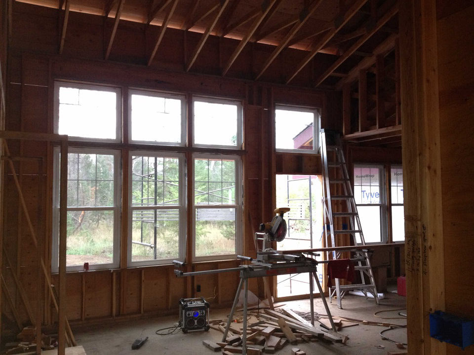 interior view of new home construction window installation