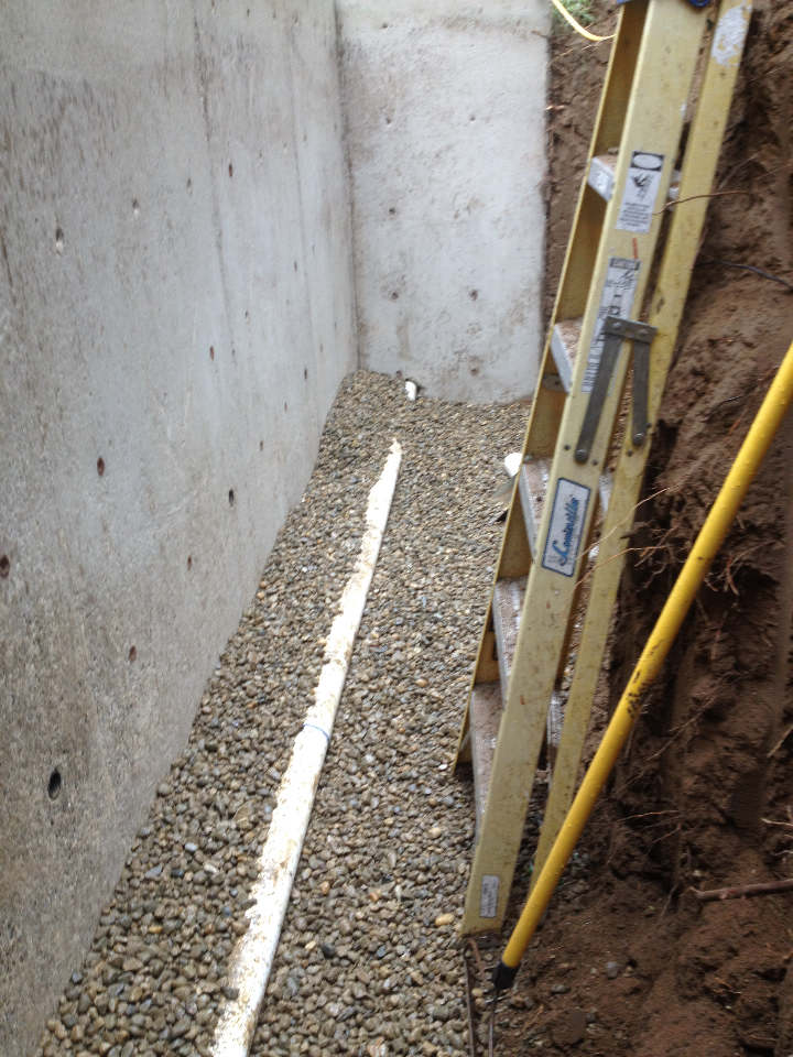 Perforated Drain pipe in washed rock